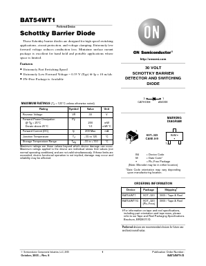 BAT54WT1 Datasheet PDF ON Semiconductor
