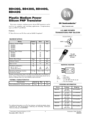 BD438G Datasheet PDF ON Semiconductor