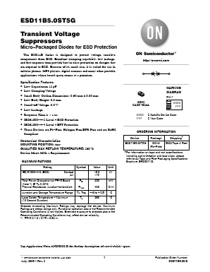 ESD11B5.0ST5G Datasheet PDF ON Semiconductor