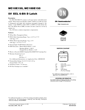 MC100E150 Datasheet PDF ON Semiconductor