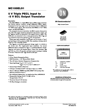 MC100EL91DWG Datasheet PDF ON Semiconductor