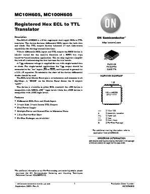 MC100H605 Datasheet PDF ON Semiconductor