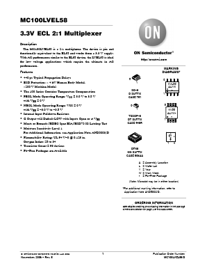 MC100LVEL58DR2G Datasheet PDF ON Semiconductor