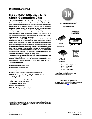 MC100LVEP34 Datasheet PDF ON Semiconductor