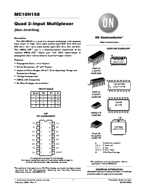 MC10H158MELG Datasheet PDF ON Semiconductor