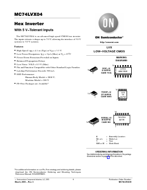 MC74LVX04DTR2 Datasheet PDF ON Semiconductor