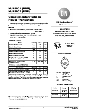 MJ15001G Datasheet PDF ON Semiconductor