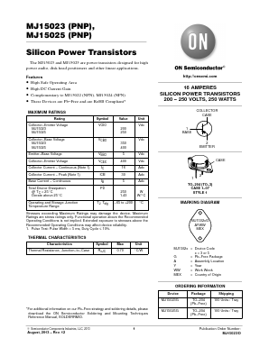 MJ15023 Datasheet PDF ON Semiconductor