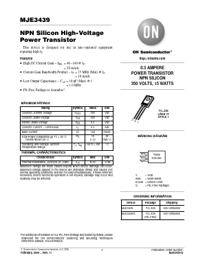 MJE3439 Datasheet PDF ON Semiconductor