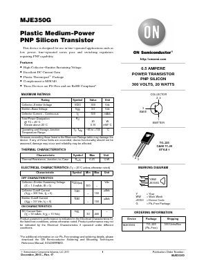 MJE350G Datasheet PDF ON Semiconductor