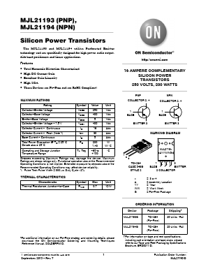 MJL21193 Datasheet PDF ON Semiconductor