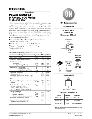 MTD9N10ET4 Datasheet PDF ON Semiconductor