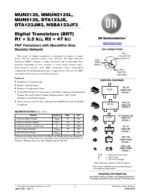 NSBA123JF3 Datasheet PDF ON Semiconductor