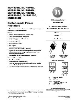 MUR805G Datasheet PDF ON Semiconductor