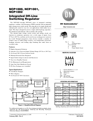 NCP1001P Datasheet PDF ON Semiconductor