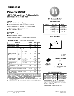 NTK3139P Datasheet PDF ON Semiconductor