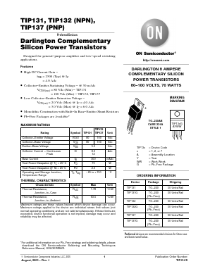 TIP132 Datasheet PDF ON Semiconductor