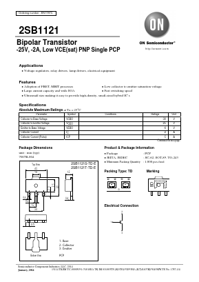 2SB1121 Datasheet PDF ON Semiconductor