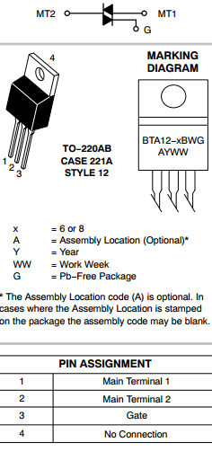 BTA12-800BW3G Datasheet PDF ON Semiconductor