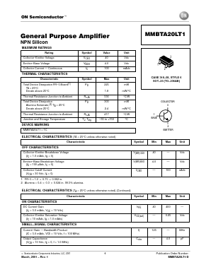 MMBTA20LT1 Datasheet PDF ON Semiconductor