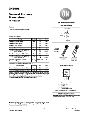 2N3906 Datasheet PDF ON Semiconductor