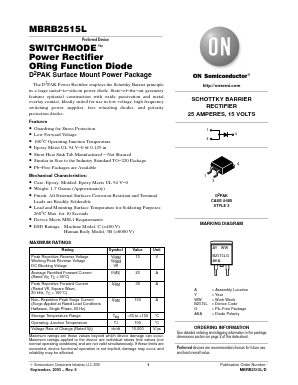 MBRB2515L Datasheet PDF ON Semiconductor