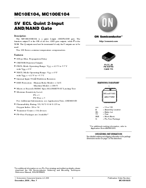 MC10E104FNG Datasheet PDF ON Semiconductor