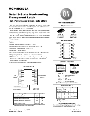 MC74HC573A Datasheet PDF ON Semiconductor