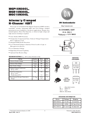 MGB15N35CL Datasheet PDF ON Semiconductor