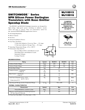 MJ10015 Datasheet PDF ON Semiconductor