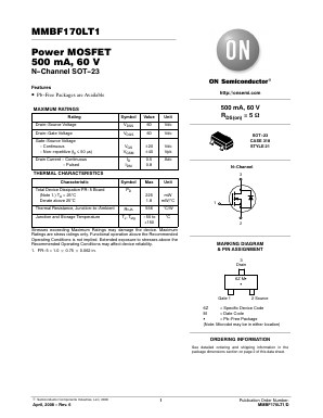 MMBF170LT3 Datasheet PDF ON Semiconductor