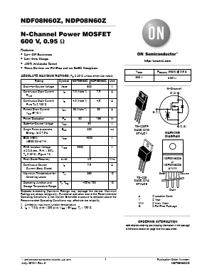 NDF08N60Z Datasheet PDF ON Semiconductor