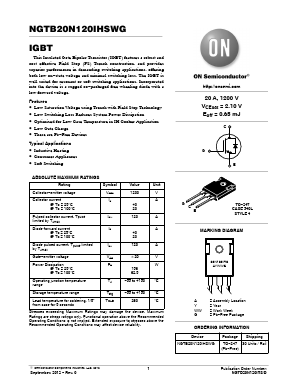 NGTB20N120IHSWG Datasheet PDF ON Semiconductor