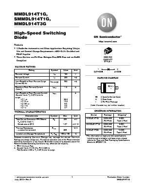 MMDL914T1G Datasheet PDF ON Semiconductor