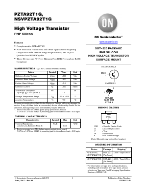 NSVPZTA92T1G Datasheet PDF ON Semiconductor