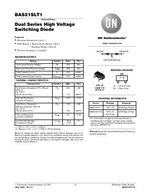 BAS21SLT1 Datasheet PDF ON Semiconductor