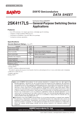 2SK4117LS Datasheet PDF ON Semiconductor