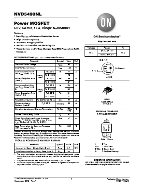 NVD5490NLT4G Datasheet PDF ON Semiconductor