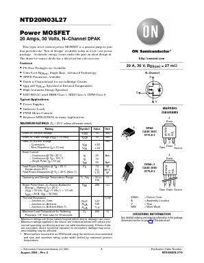 NTD20N03L27G Datasheet PDF ON Semiconductor