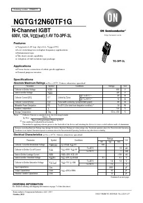 NGTG12N60TF1G Datasheet PDF ON Semiconductor