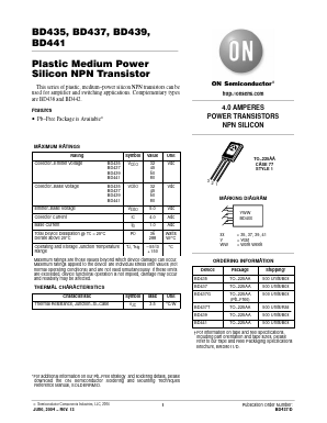 BD435 Datasheet PDF ON Semiconductor