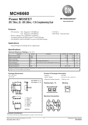 MCH6660 Datasheet PDF ON Semiconductor