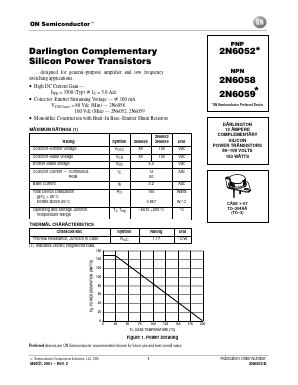2N6052 Datasheet PDF ON Semiconductor