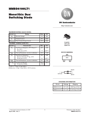 MMBD6100LT3 Datasheet PDF ON Semiconductor