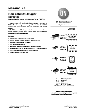 74HC14A Datasheet PDF ON Semiconductor