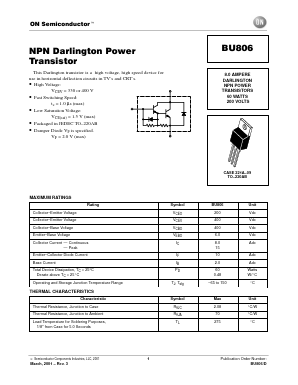 BU806 Datasheet PDF ON Semiconductor