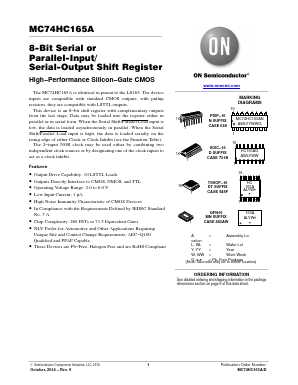 MC74HC165AMNTWG Datasheet PDF ON Semiconductor