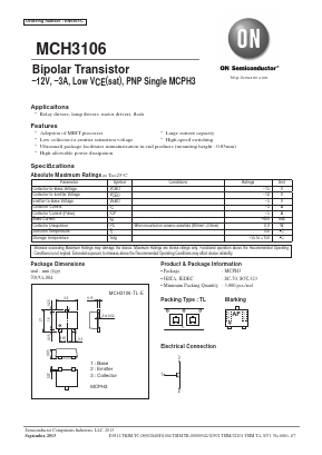 MCH3106-TL-E Datasheet PDF ON Semiconductor