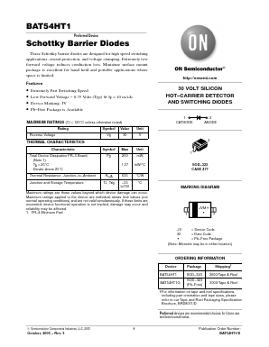 BAT54HT1G Datasheet PDF ON Semiconductor