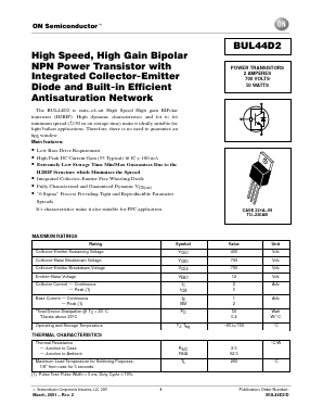 BUL44D2 Datasheet PDF ON Semiconductor